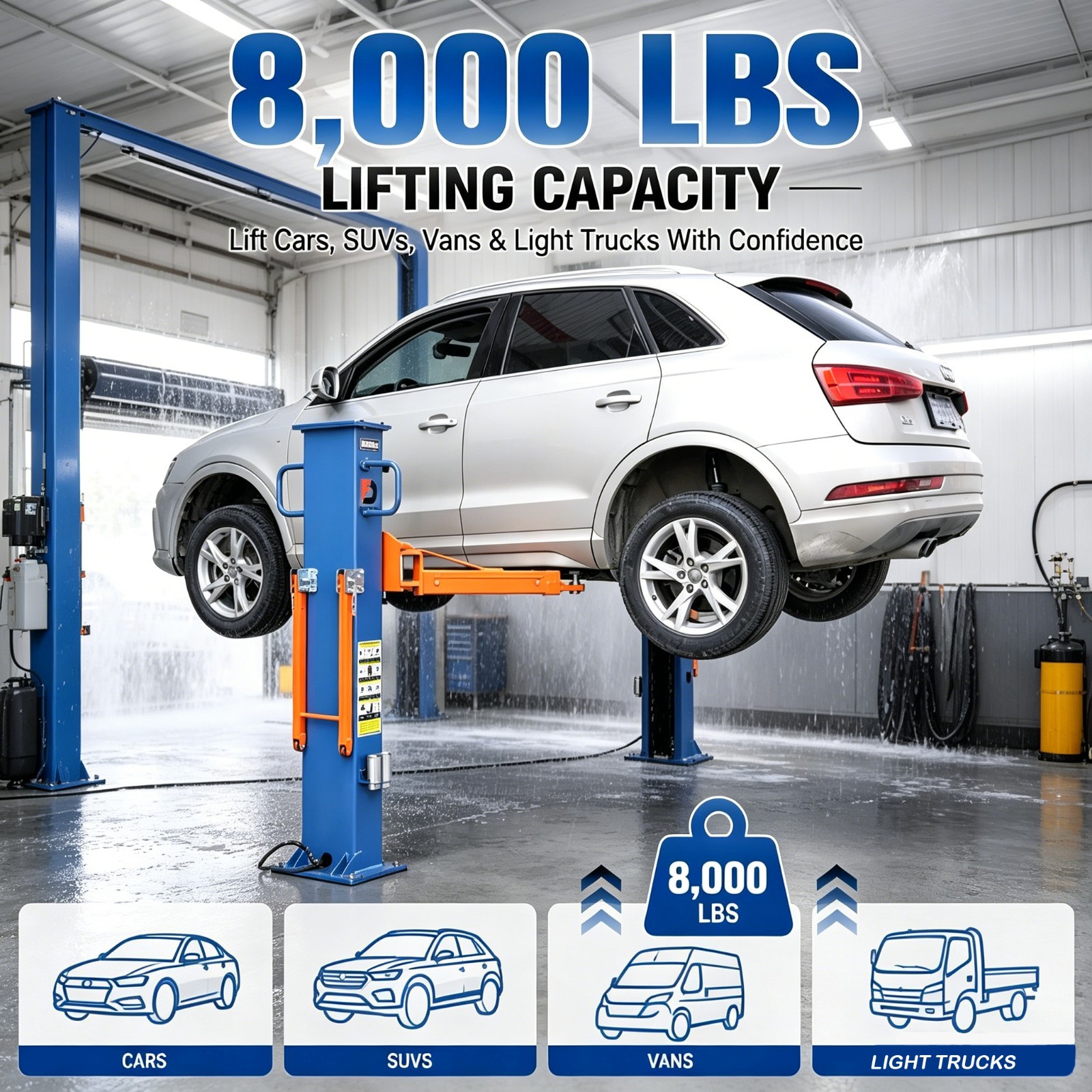 8000 LBS Two Post Hydraulic Car Lift Portable Auto Vehicle Hoist US Stock