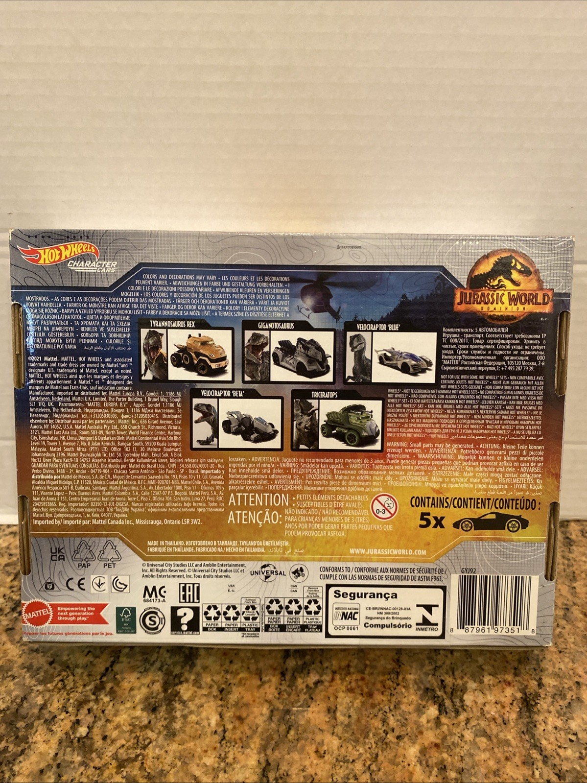 Hot Wheels Jurassic World Dominion Set of 5 Toy Character Cars or Trucks New