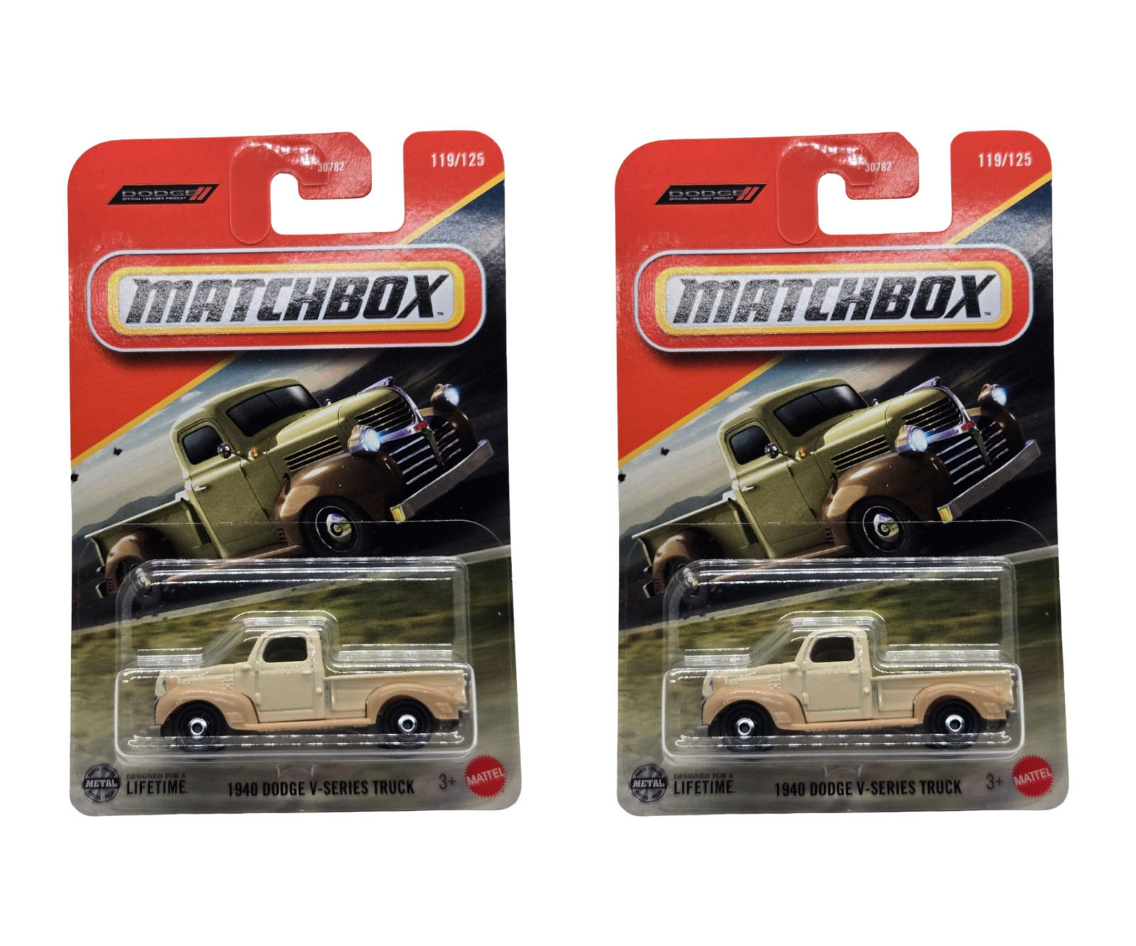 2025 Matchbox 1940 Dodge V-Series Truck #119 Tan – Set of 2