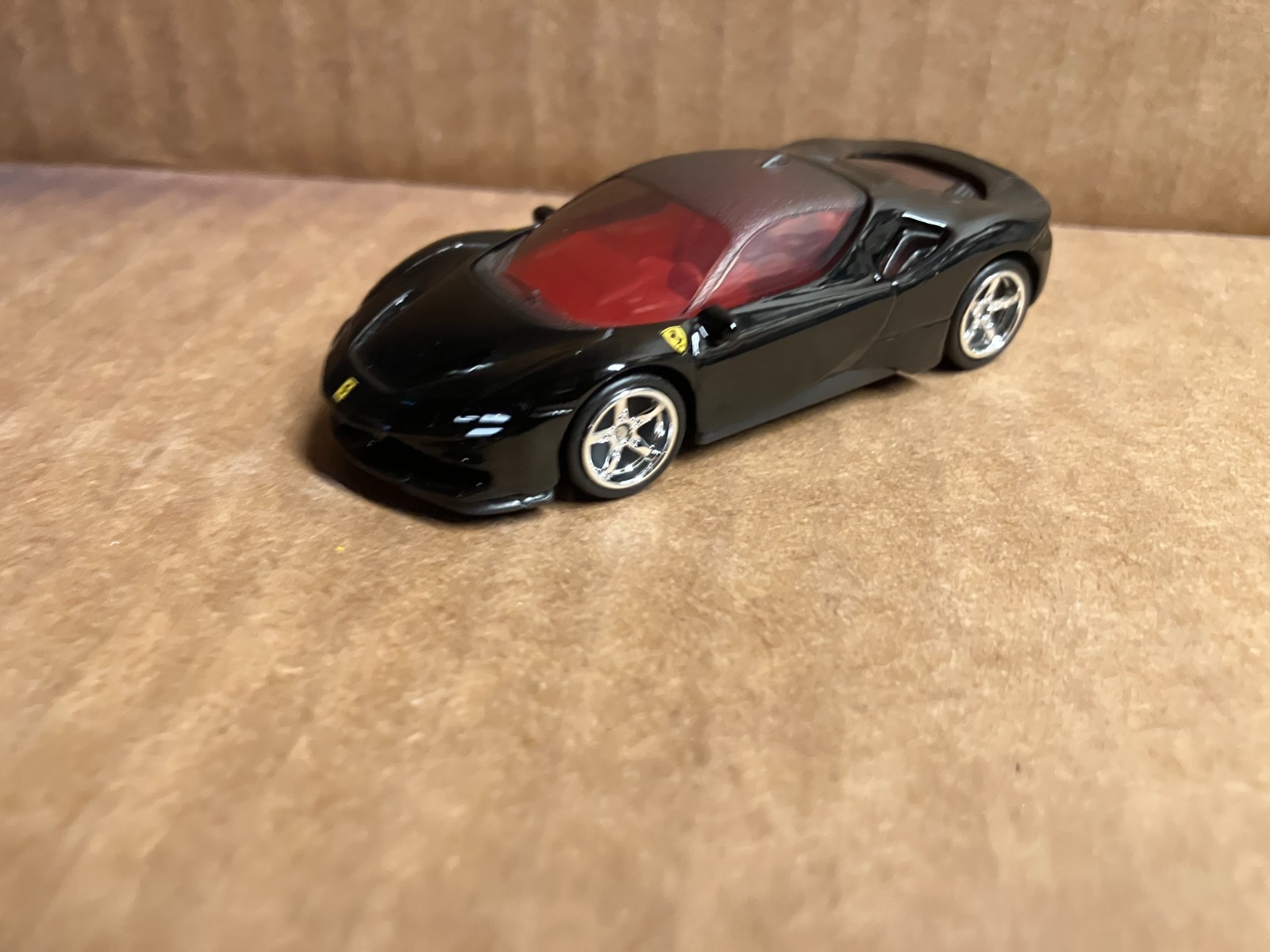 “CUSTOM” .. 2025 Hot Wheels FERRARI SF90 STADALE (Black Version) w/ Real Riders