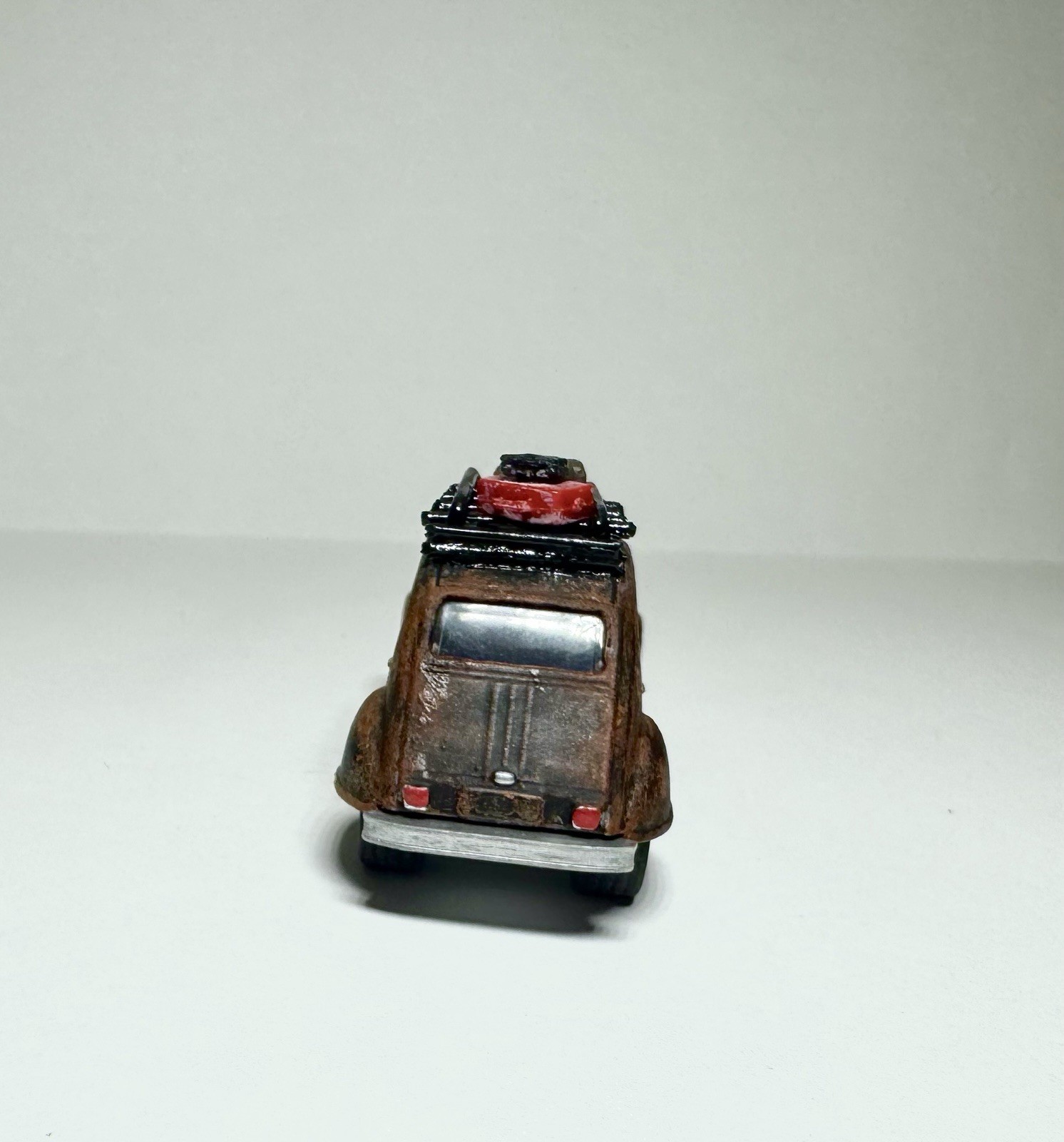 Custom Hot Wheels Matchbox Citroen 2CV Flat Black Rat Rod / Real Riders