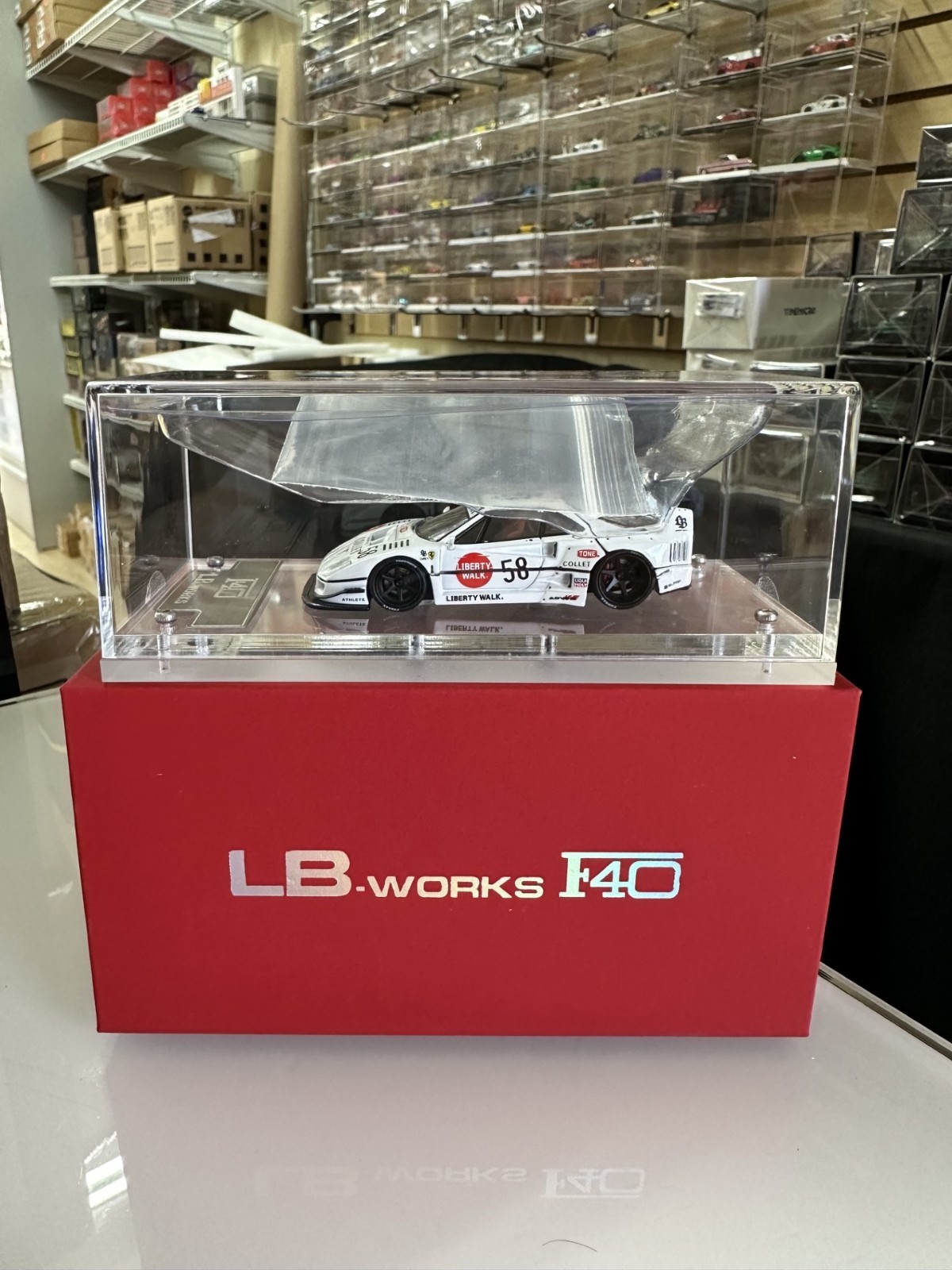 FERRARI F40 #58 LBWK LIBERTY WALK REAR OPENS 1/64 DIECAST CAR BY STAR MODELS SM