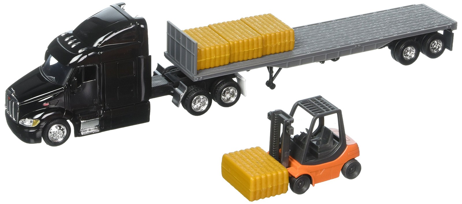 1:43 Long Haul Trucker – Peterbilt Model 387 Low Boy with Forklift and Hay Bales