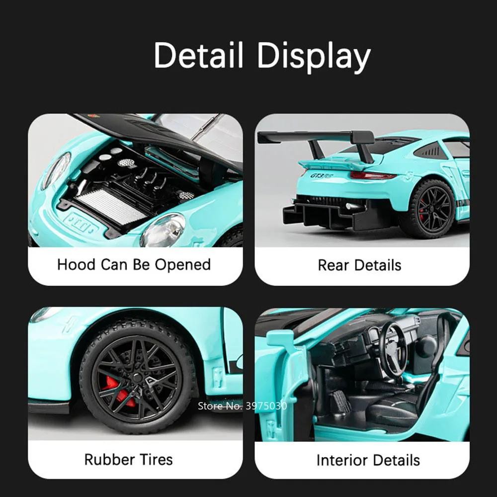 Premium Alloy Gt3 Rs Diecast Model Car – Pull Back, Lights & Opening Doors