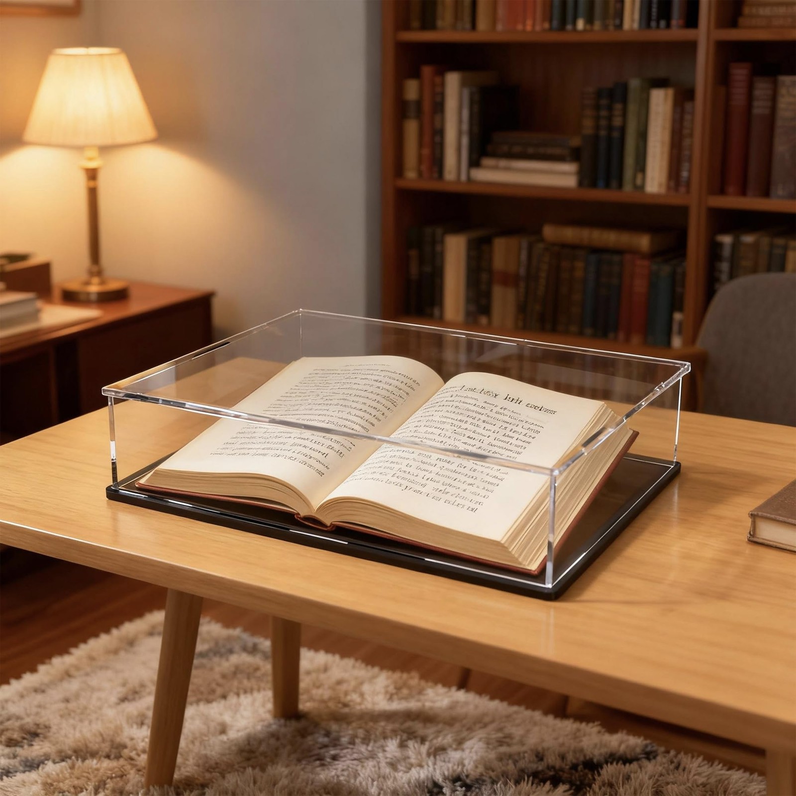 HOPEME Book Display Case Clear Protector 13×10×3 inch, Black and