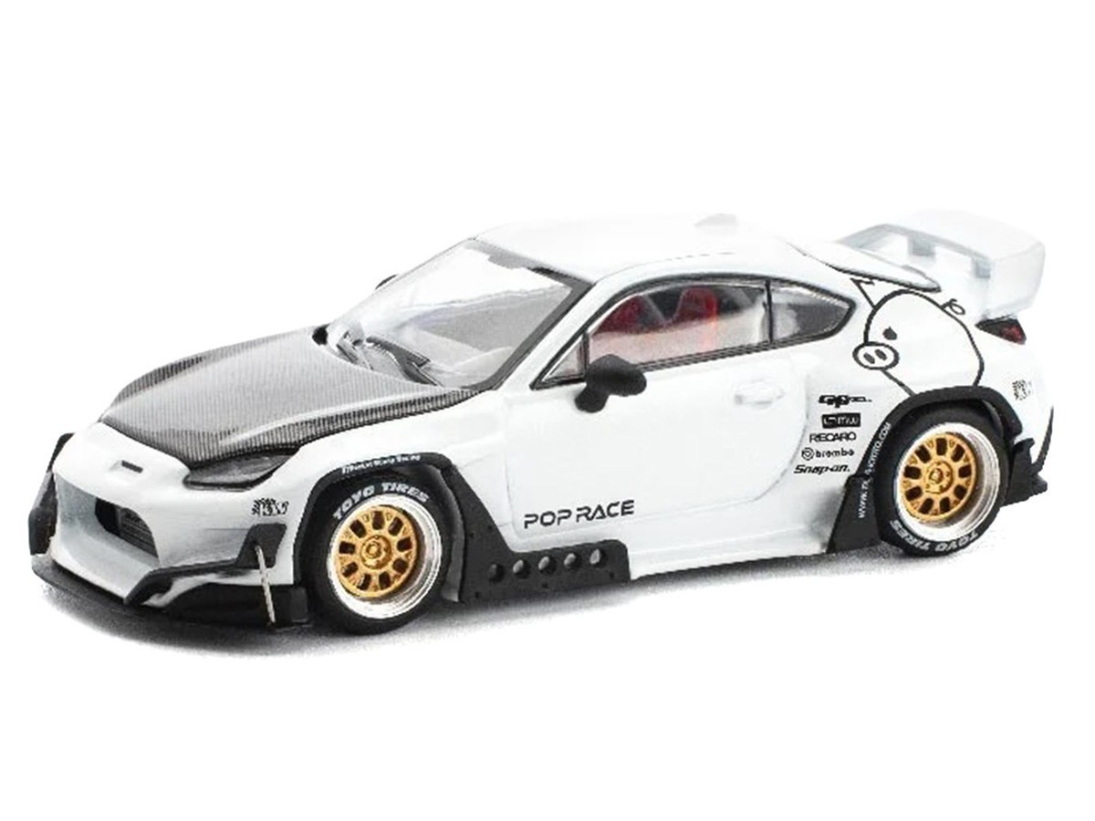 Toyota Pandem GR86 White with Carbon Hood “Enigma Exclusive Edition” 1/64 Diecas