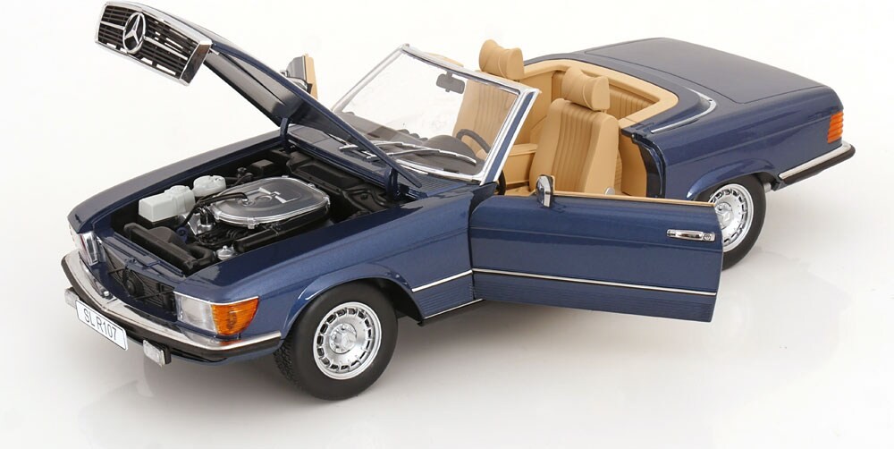 1985 Mercedes 450 SL R107 Blue Metallic in 1:12 scale w/Removable Soft Top