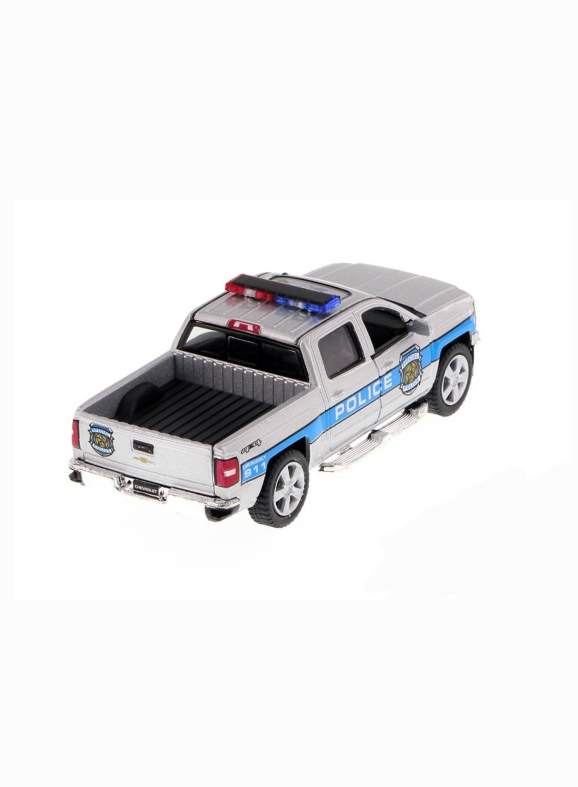 5381DPR BY Kinsmart 5″2014 Chevrolet Silverado. Police Pick-up 1:46 Silver Color