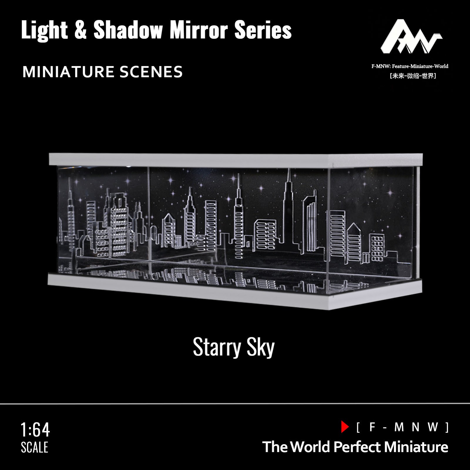 1/64 Diorama Mirror Garage Model 3-Color LED Parking Lot Display Case Building