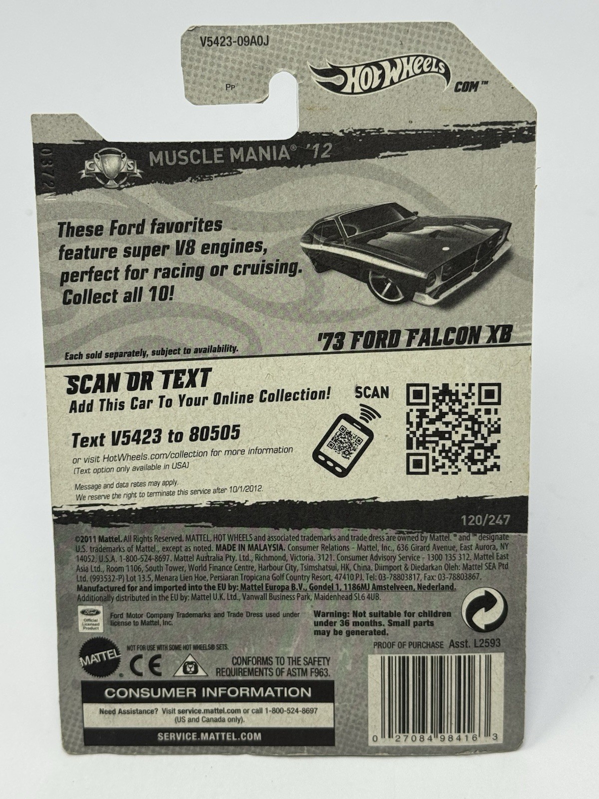 Hot Wheels 2012 Muscle Mania Purple ‘73 Ford Falcon XB #120 A6