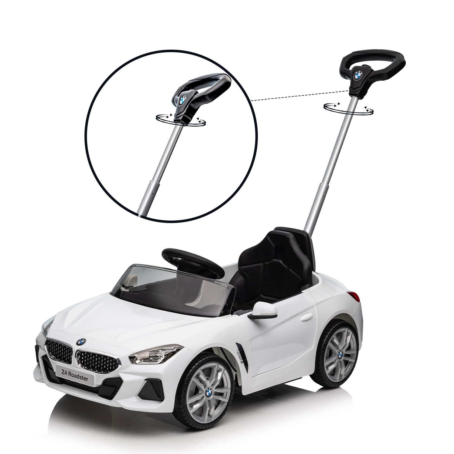 3-in-1 Push Car with Handle , Ride-Ons Toy Push Car for Toddlers 1-6，White