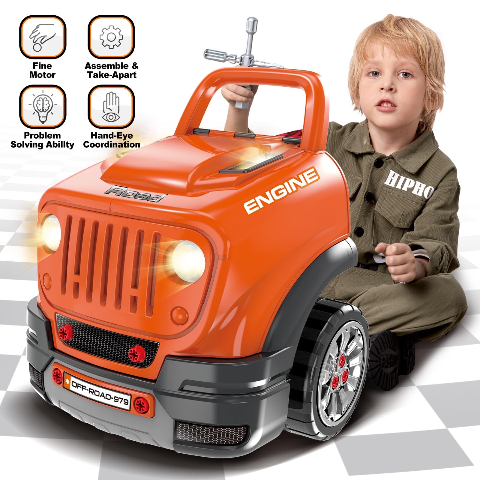 SpringFlower Toys Gifts for 3 4 5 6 7 8 Years Old Boys, Large Truck Engine T…