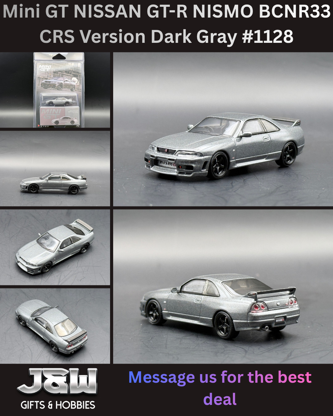 Mini GT NISSAN SKYLINE GT-R NISMO BCNR33 CRS Version Gray #1128 1/64