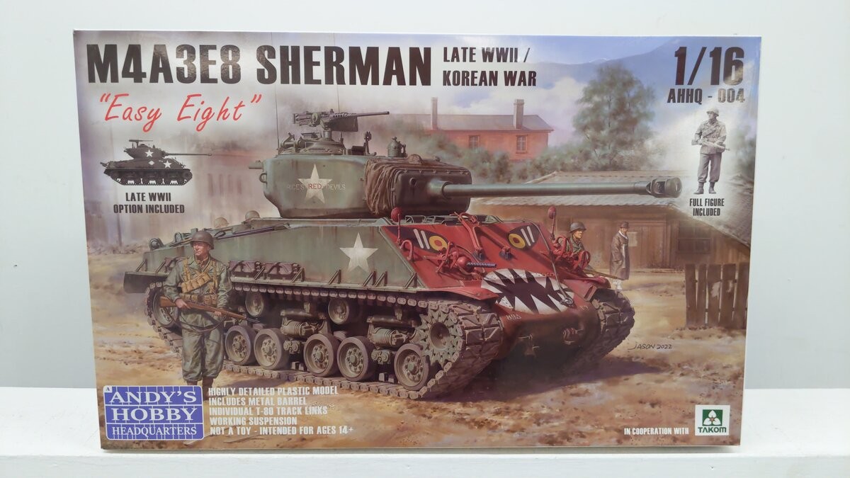 Andy’s Hobby Headquarters AHHQ-004 1/16 Scale M4A3E8 SHERMAN TANK Late Model Kit