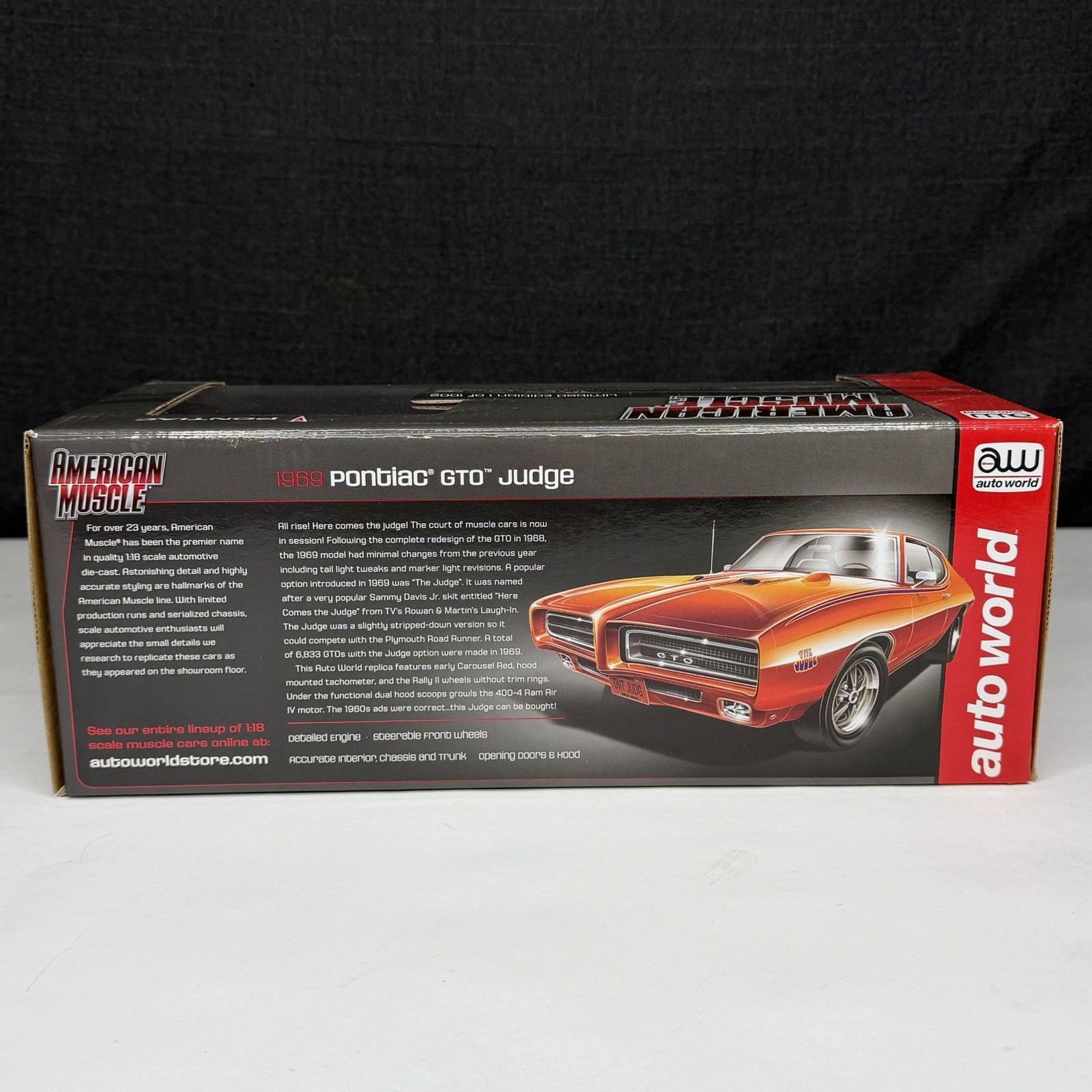 Auto World AW 1969 Pontiac GTO Judge Orange Limited /1000 1/18 Scale