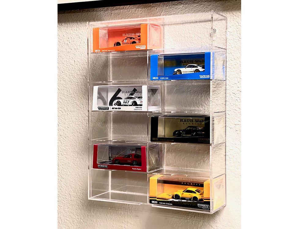 SHOWCASE 12 CAR DISPLAY CASE WALL MOUNT CLEAR FOR 1/64 SCALE MODELS MJ10012