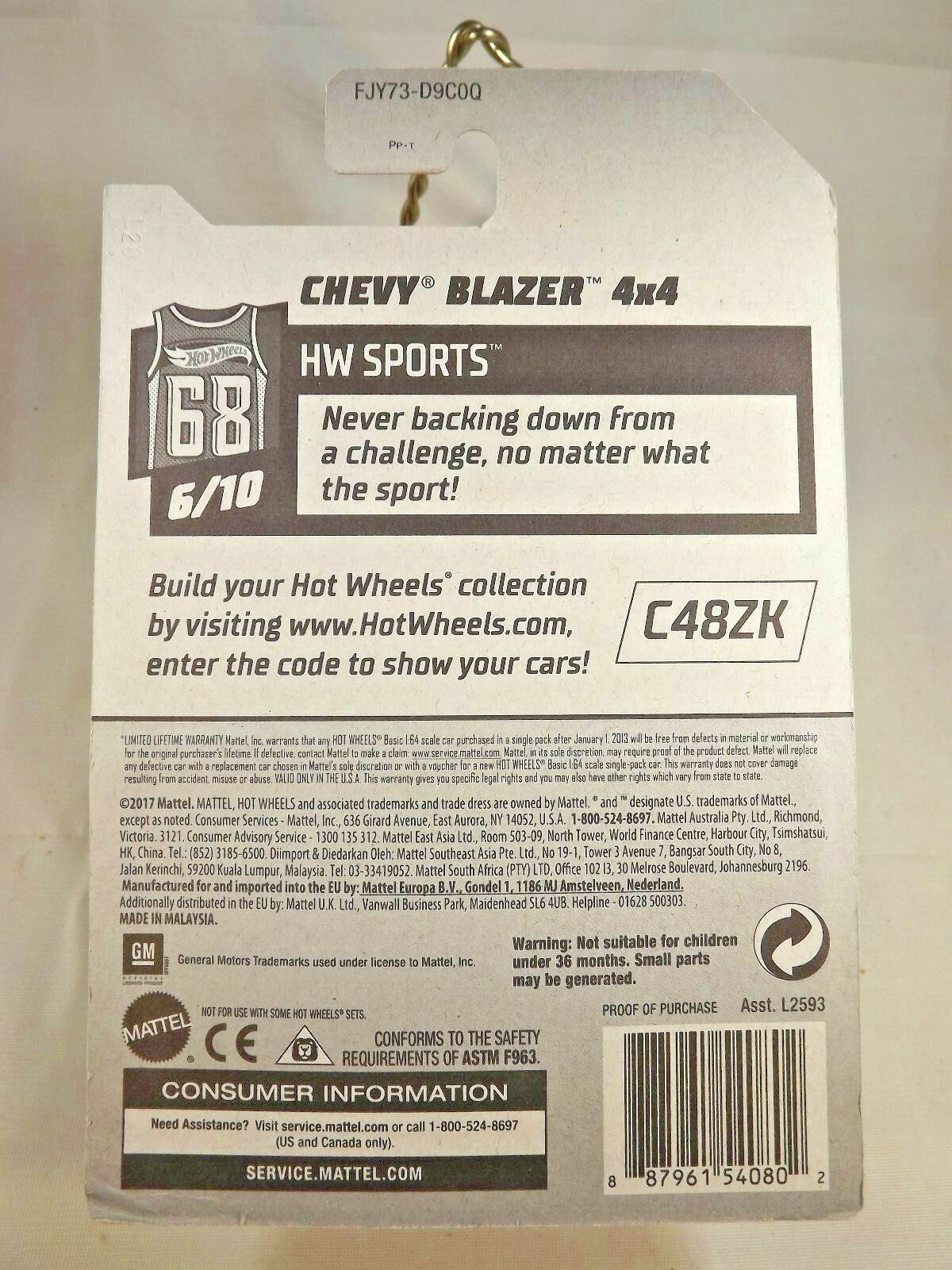 2018 Hot Wheels Kmart Exclusive HW Sports 6/10 CHEVY BLAZER 4X4 Burgundy GoldRim