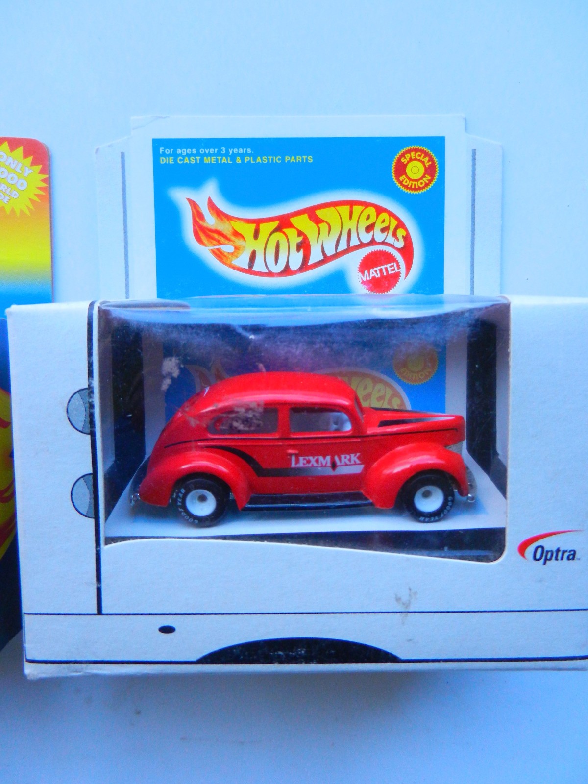 2Hot Wheels JC Whitney BLUE 1940 FORD FAT FENDER & RED ’40 FORD “LEXMARK” W/RR
