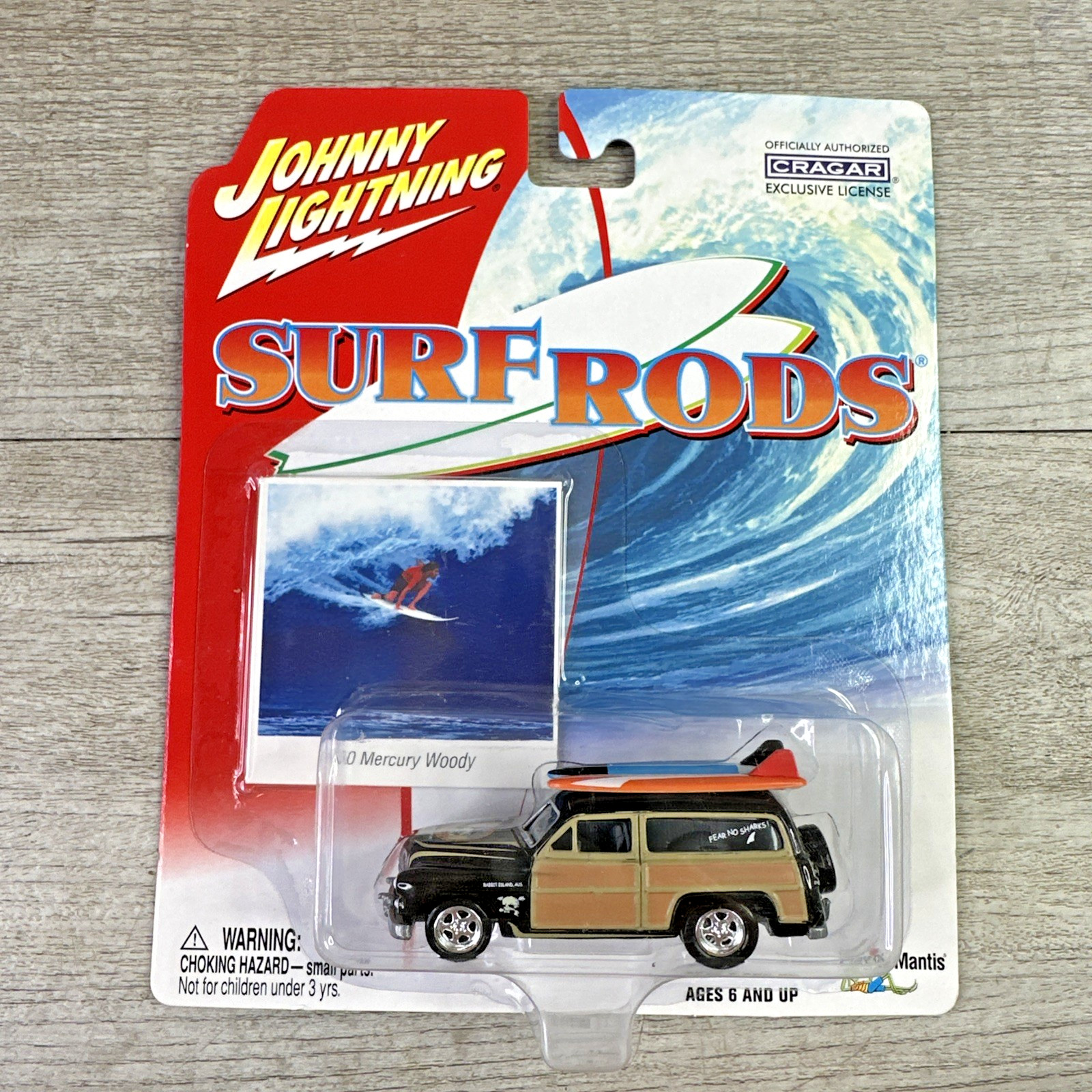 2003 Johnny Lightning Surf Rods 1950 MERCURY WOODY Black-Tan w/Cragar 5 Spokes