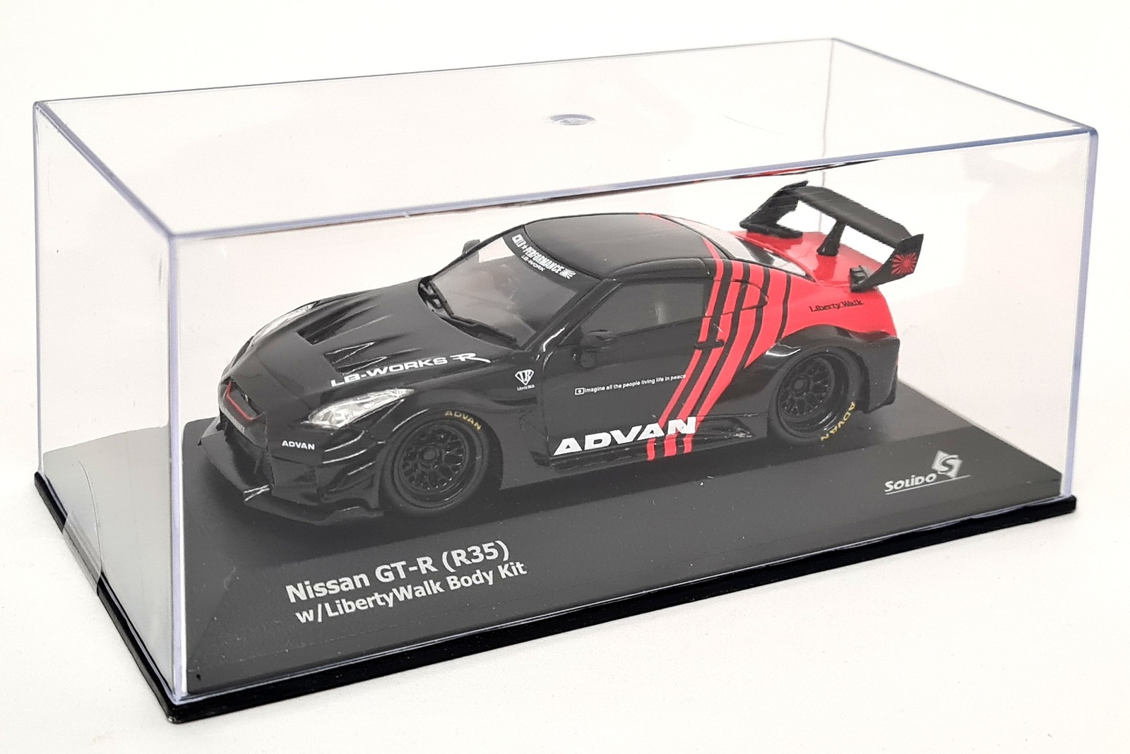 Solido 1/43 Nissan GT-R R35 Advan Liberty Walk Body Kit Black Diecast Model Car