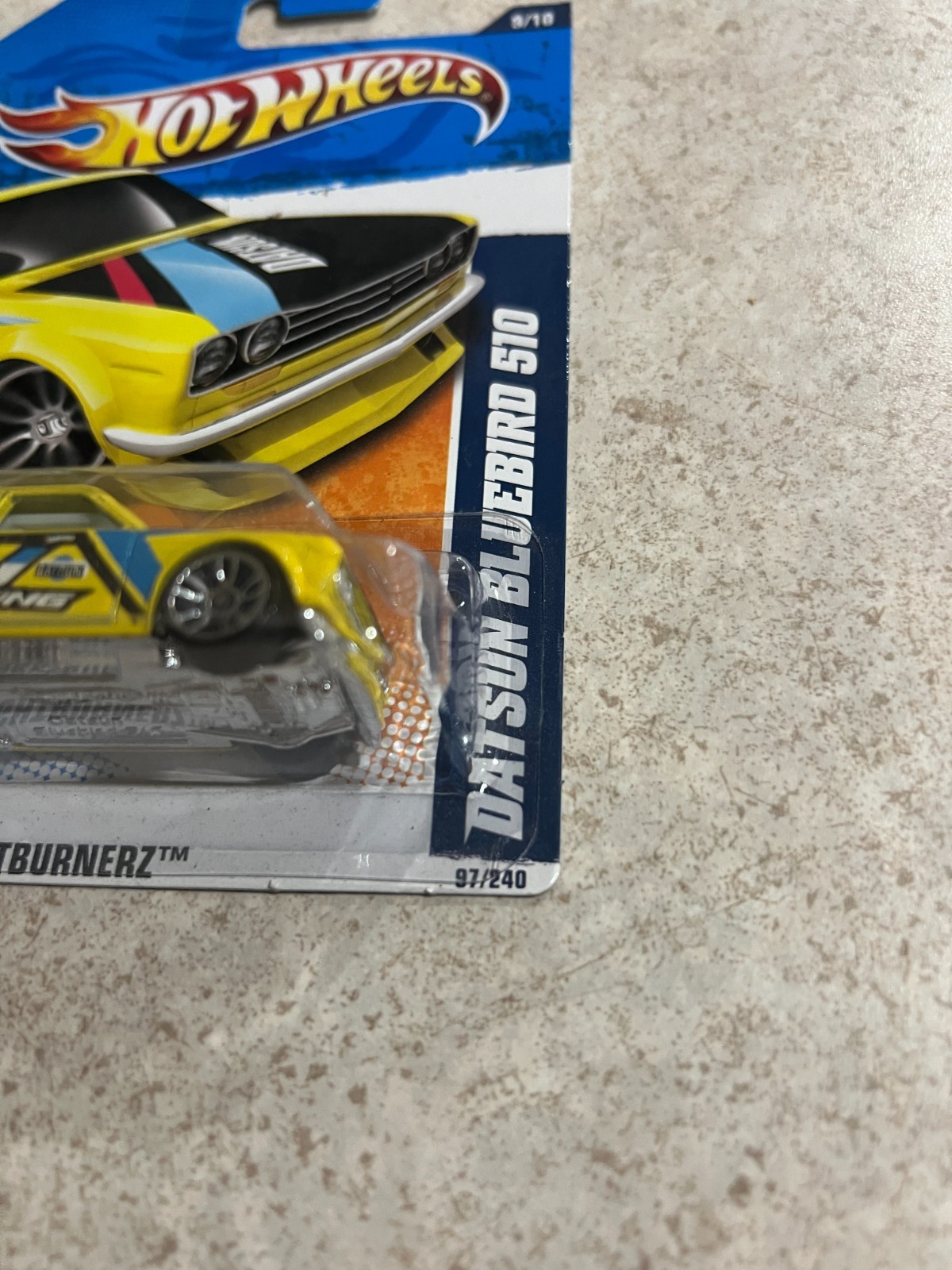 Hot Wheels Datsun Bluebird 510 Nightburnerz 9/10 Yellow 97/240 1/64 Diecast Car