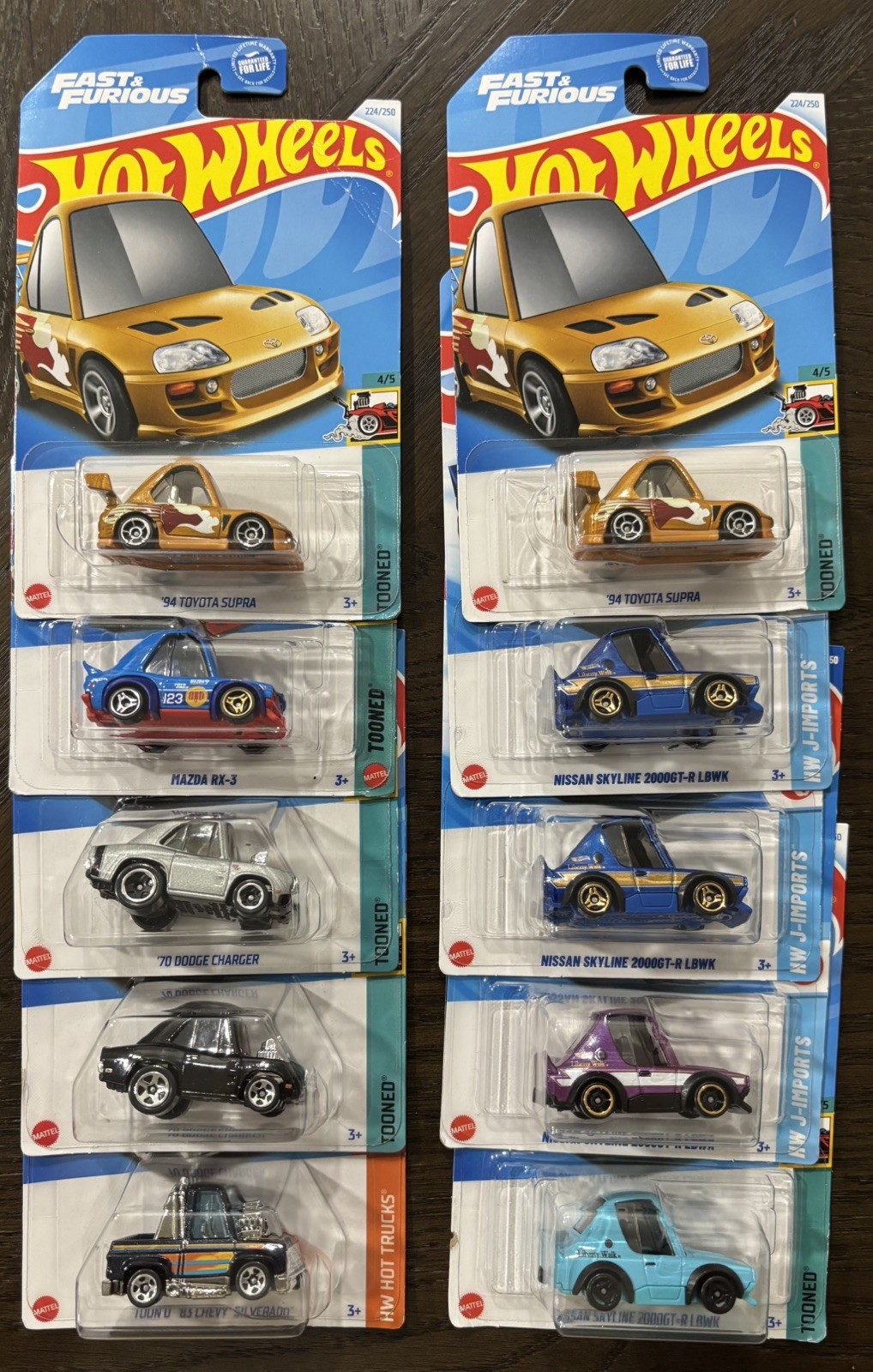 Hot Wheels Tooned Lot of 10 – Fast & Furious Supra Dodge Mazda Skyline
