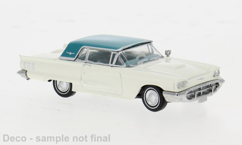 BREKINA 1960 FORD THUNDERBIRD CABRIOLET WHITE / AQUA HO 1/87 PLASTIC