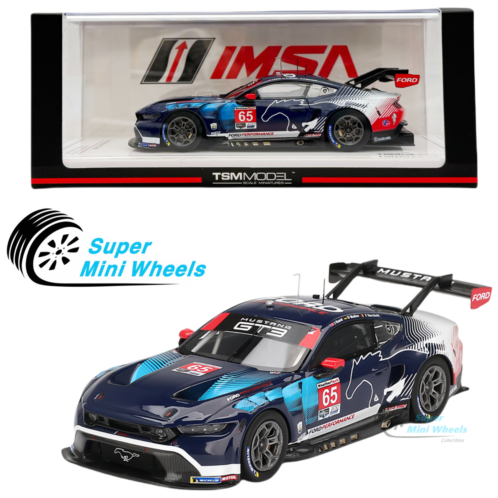 TSM-Model 1:43 Ford Mustang GT3 #65 Ford Multimatic Motorsports 2024 IMSA Dayton