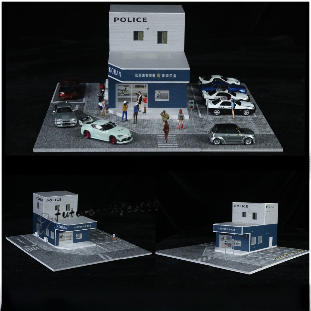 Diorama 1/64 Diecast CarGarage Model LED Street Police Station Building Scene US