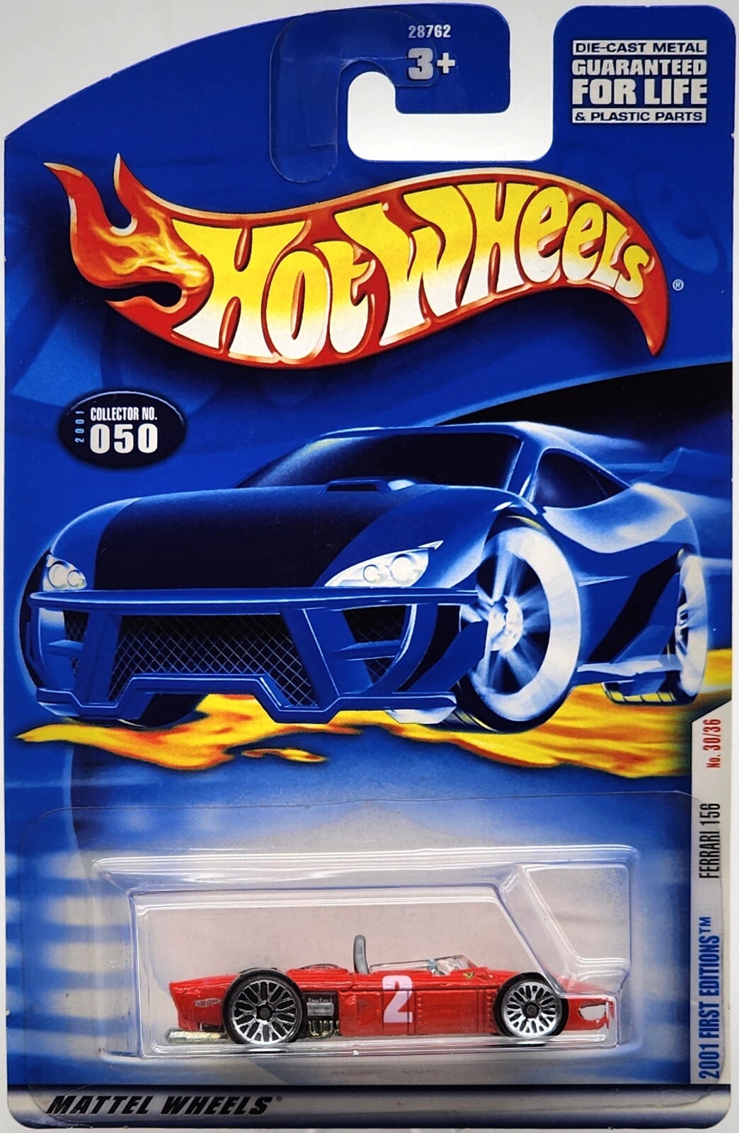 HOT WHEELS 2001 FIRST EDITIONS V.H.T.F. RED FERRARI 156 Nice Card w/Protector!