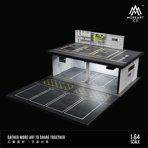 1/64 Diorama Diecast Garage Model LED Lighting Parking Lot Scene Display Case US