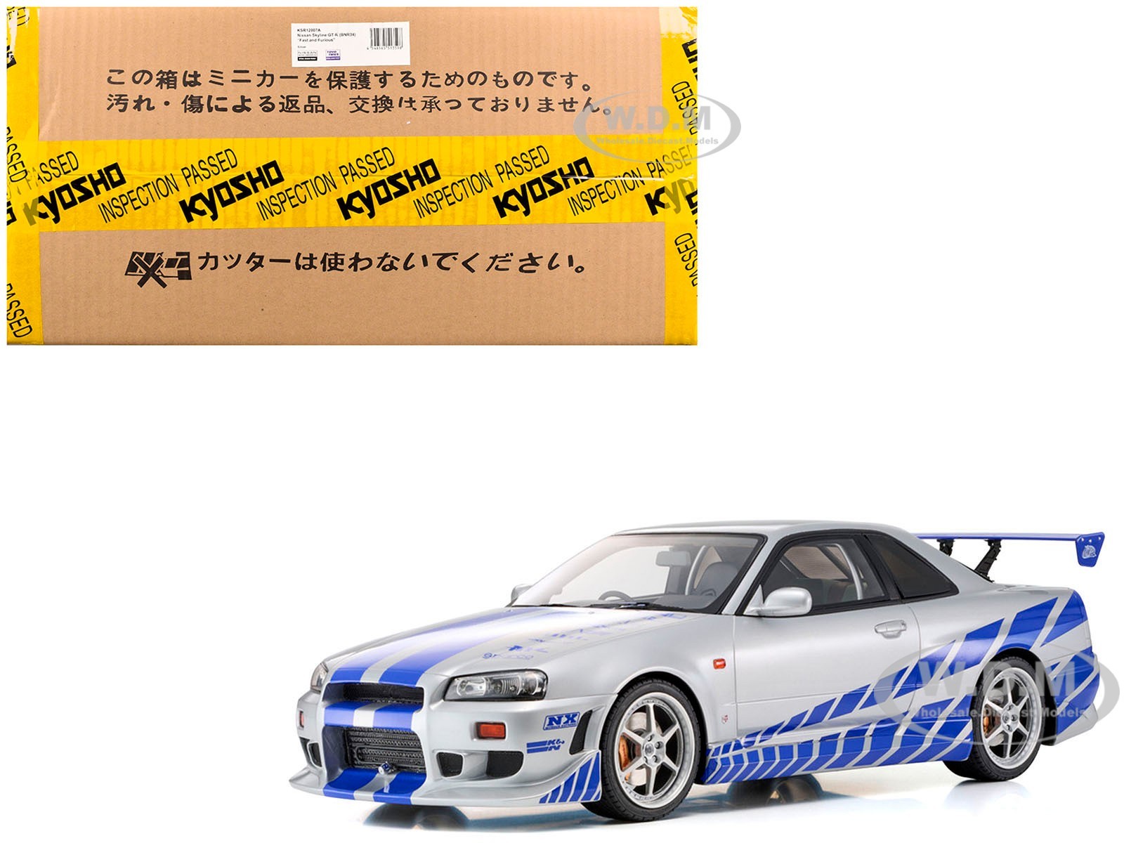 NISSAN SKYLINE GT-R (R34) RHD SILVER “FAST & FURIOUS” 1/12 BY KYOSHO KSR12007A