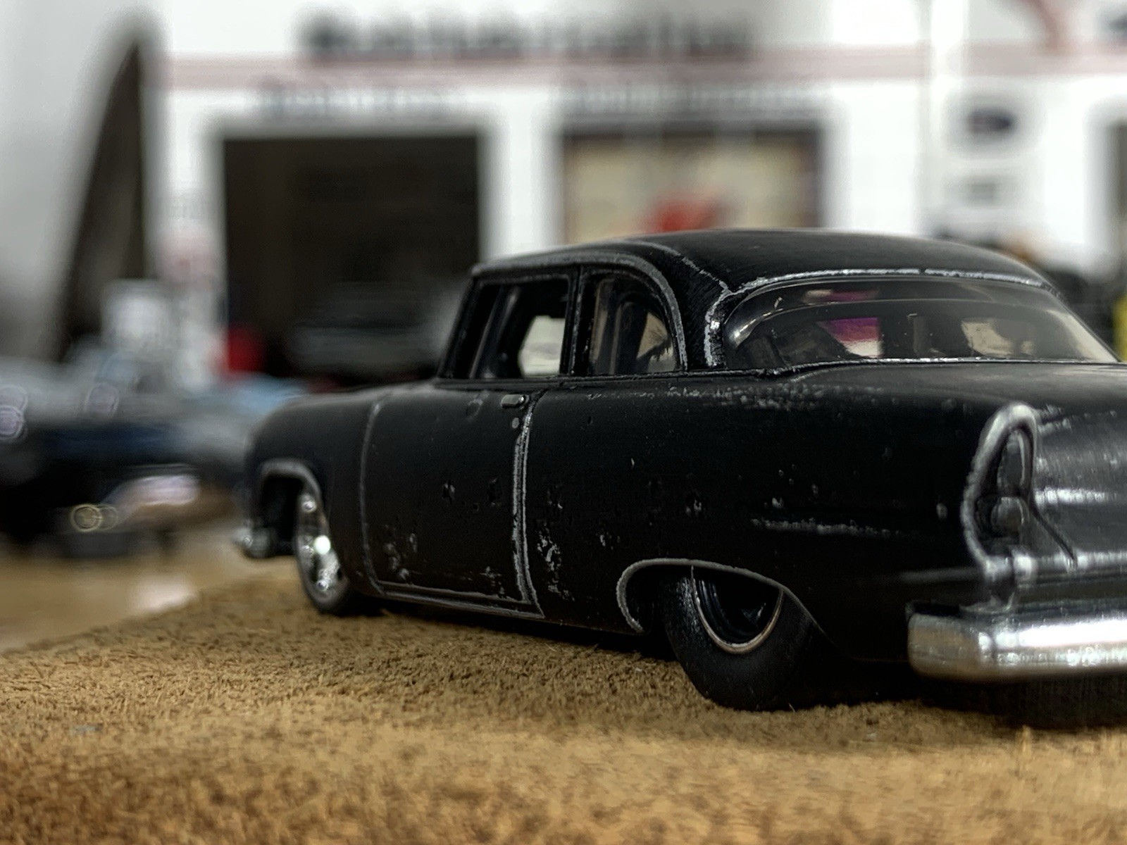 Hot Wheels Customized 1955 Plymouth Savoy Hot Rod Patina Matt Black Metal Base