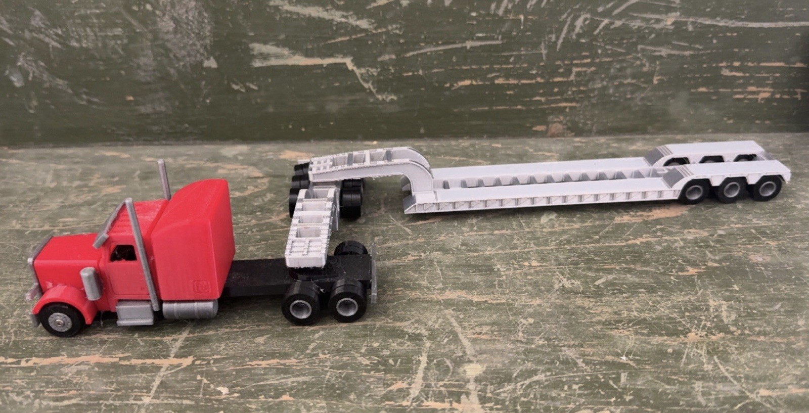 1:64 Scale 3 Axel Low Boy Trailer With converter dolly – Black – Heavy Haul