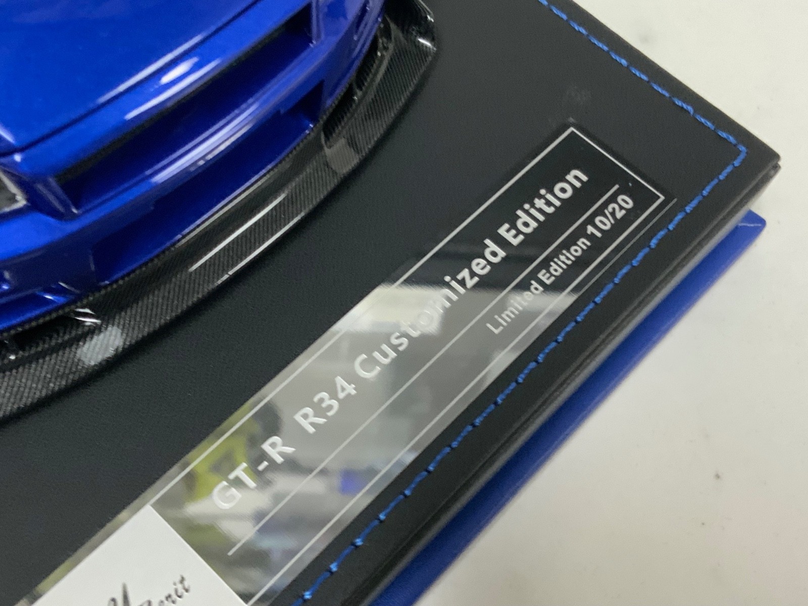 1/18 IVY Nissan R34 customized with Full Engine Blue leather base 20 pieces