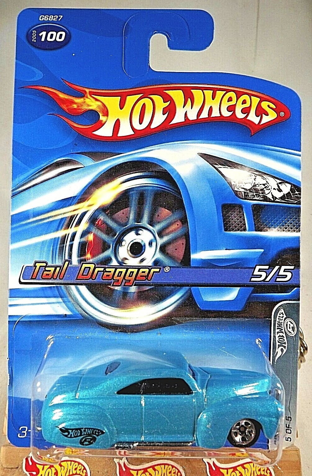 2005 Hot Wheels Kmart Exclusive #100 Red Lines 5/5 TAIL DRAGGER Teal w/5 Spokes