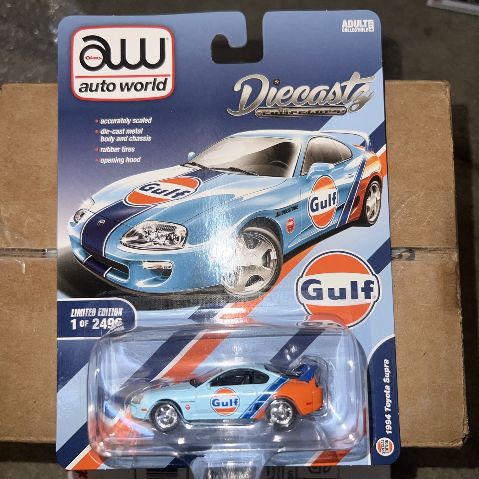 AUTO WORLD DIECASTZ GULF 1994 TOYOTA SUPRA LIMITED EDITION NEW