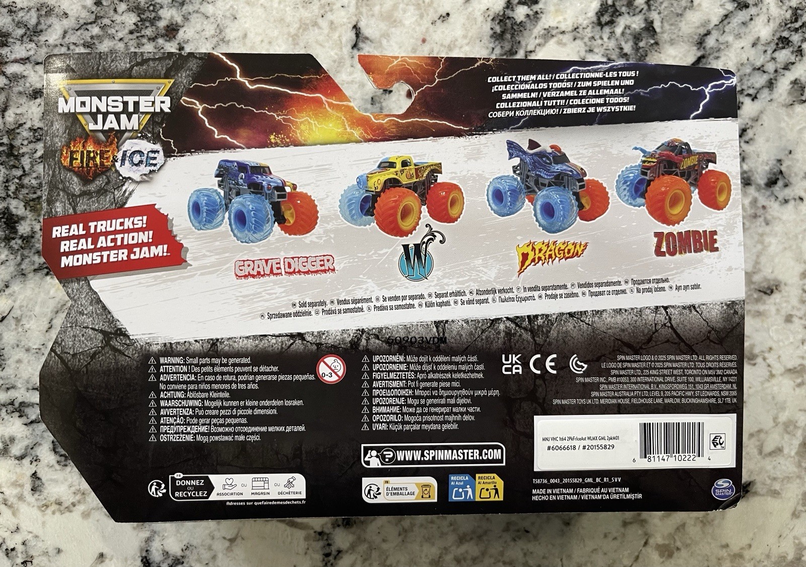 Monster Jam 1:64 Fire And Ice Split Duo – Grave Digger vs Whiplash – Spin Master