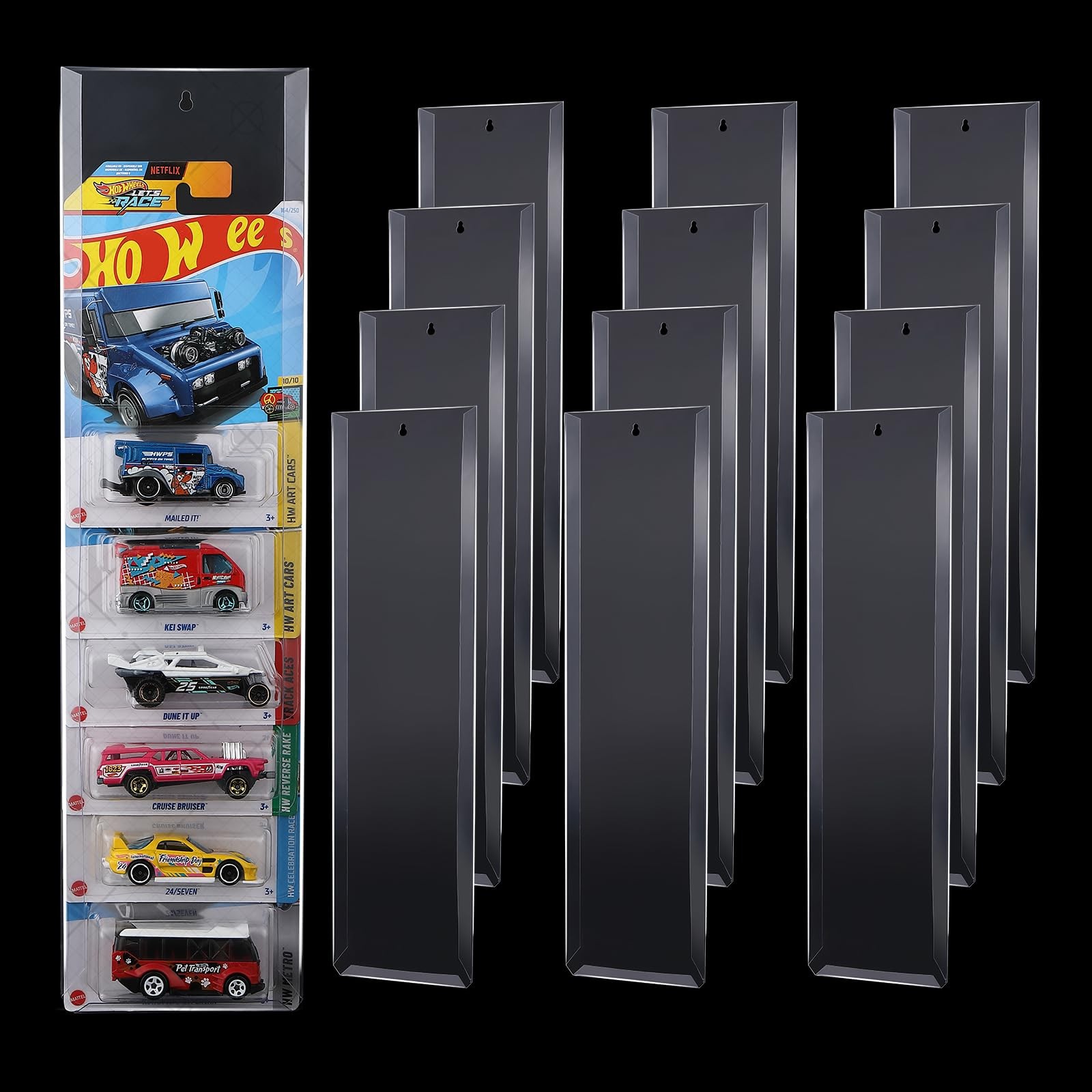 12Packs of Display Case Compatible with Hot-Wheels Match-Box Packaged Clear