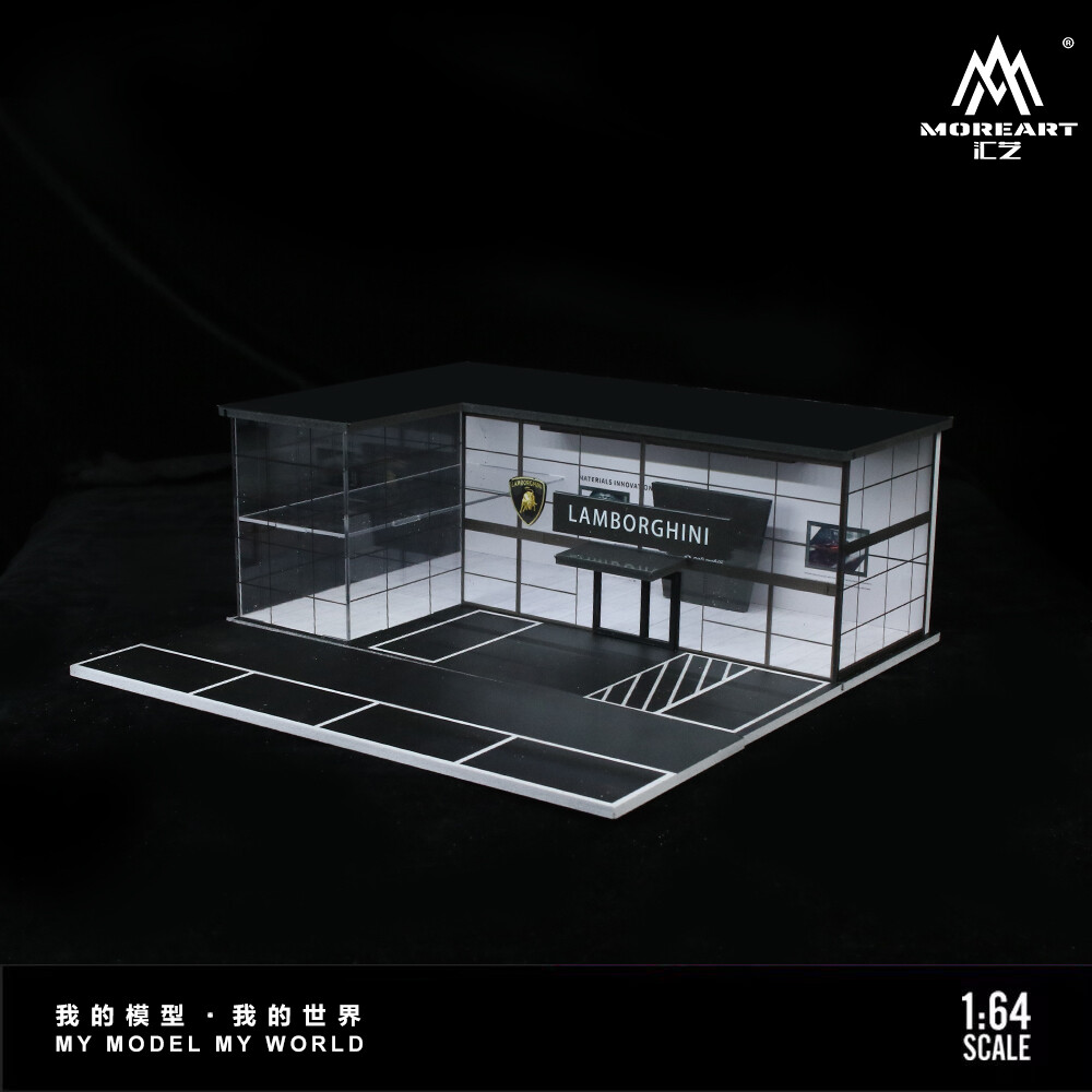 Diorama 1/64 Die-Cast Car Garage Model LED Car Exhibition Showroom Scene Gift US