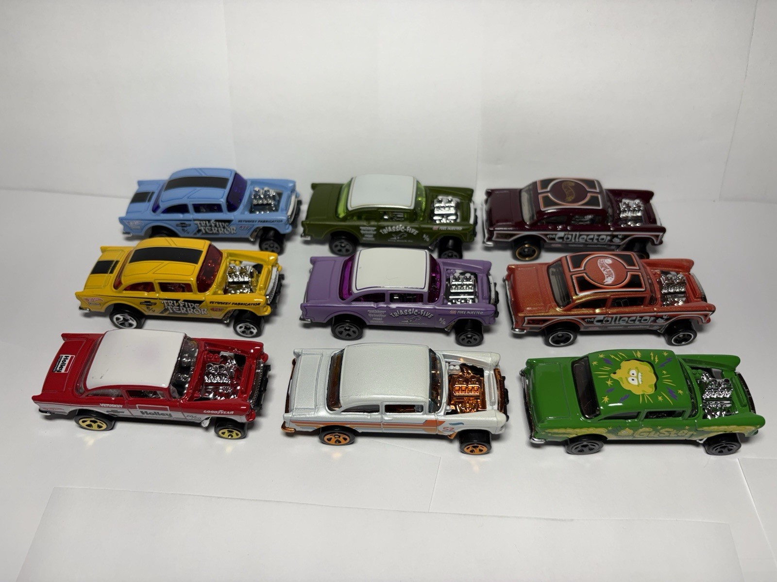 Hot Wheels CHEVROLET ‘55 CHEVY BEL AIR GASSER Loose Fresh Blister Pulls Lot Of 9