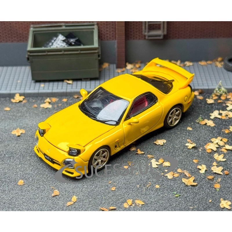 1/64 Scale JDM Mazda RX7 FD3S A-Spec Yellow Diecast Metal Car Model FH