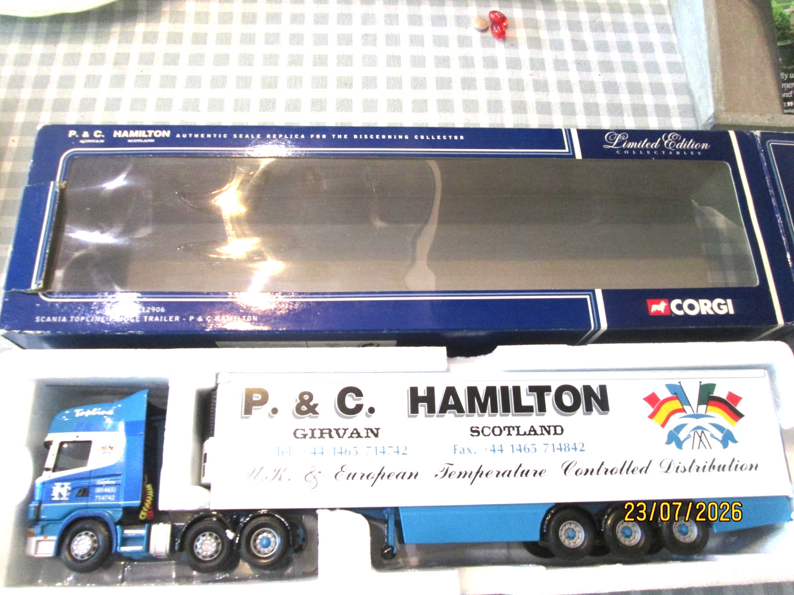 Corgi CC12906 1;50 – Scania Topline Fridge Trailer – P & C Hamilton-Boxed