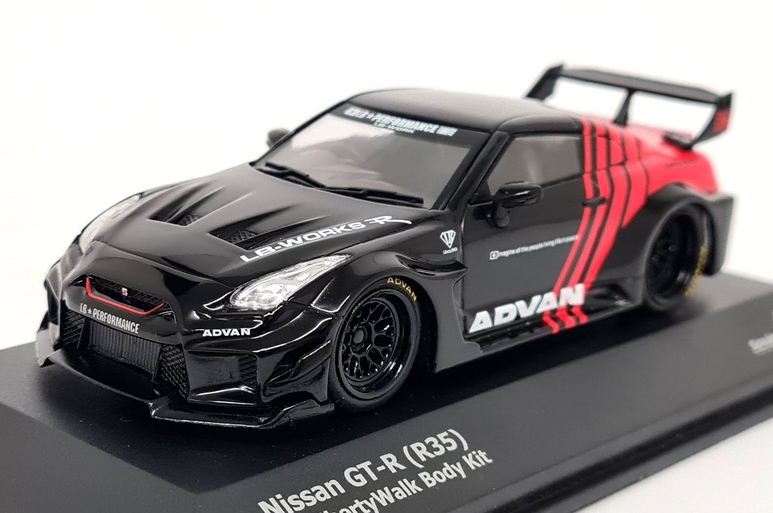 Solido 1/43 Nissan GT-R R35 Advan Liberty Walk Body Kit Black Diecast Model Car