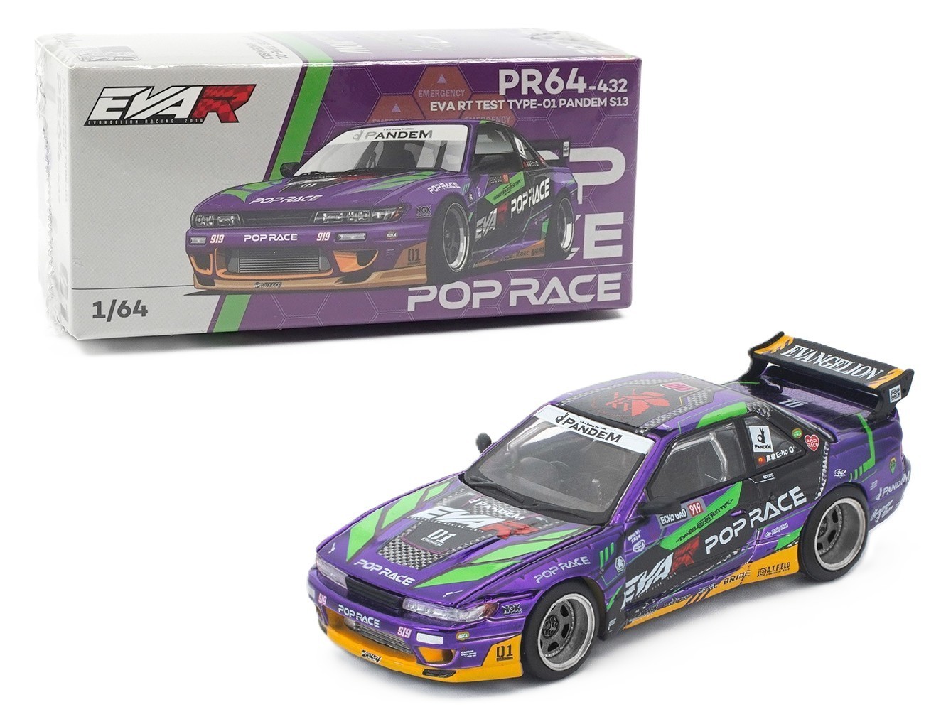 Pop Race 1:64 Nissan Silvia S13 Pandem EVA RT Test TYPE-01 PR640432