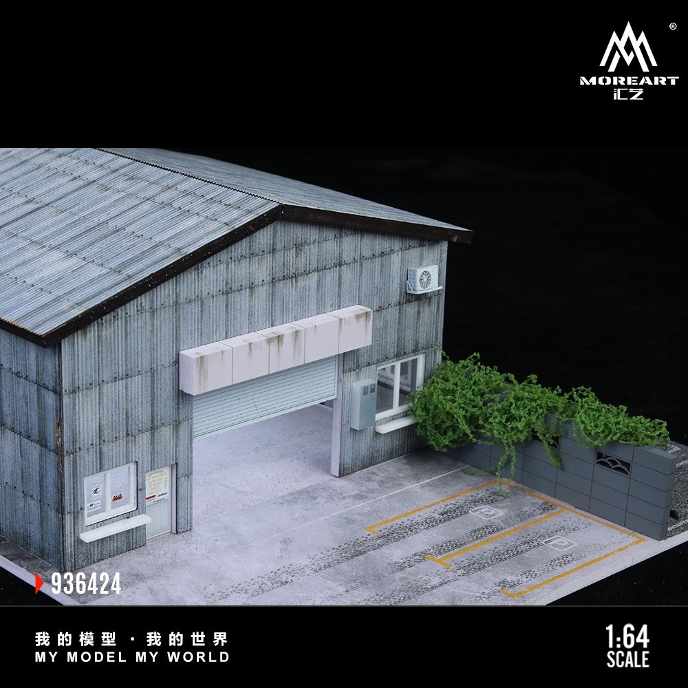 1 /64 Diorama Diecast Garage Model LED Lighting Model Car Display Case Building