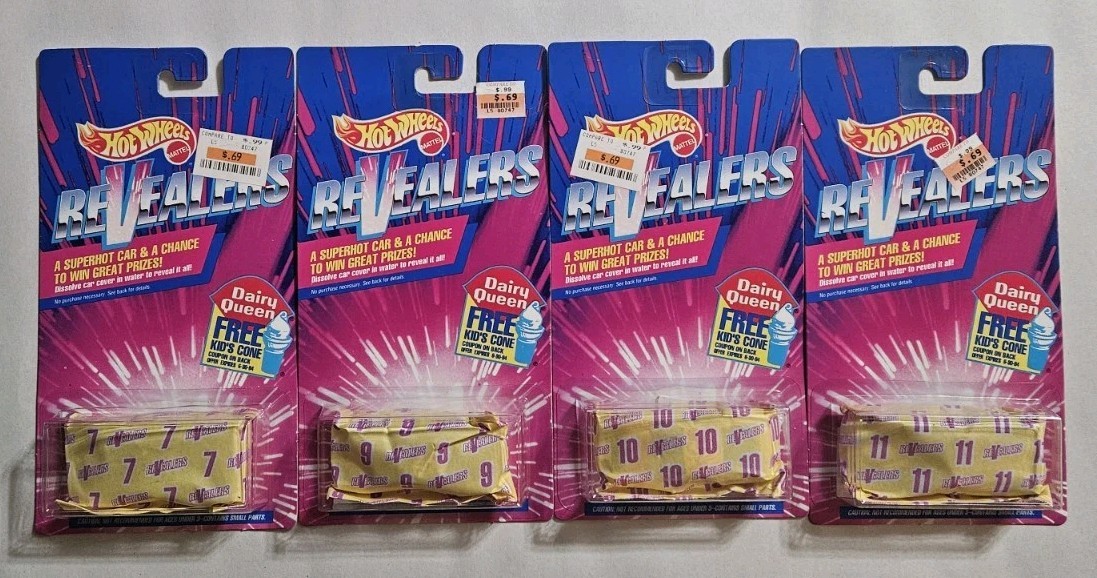 Hot Wheels 1992 Revealers Dairy Queen Promo Lot Of 4 (7, 9, 10, 11)