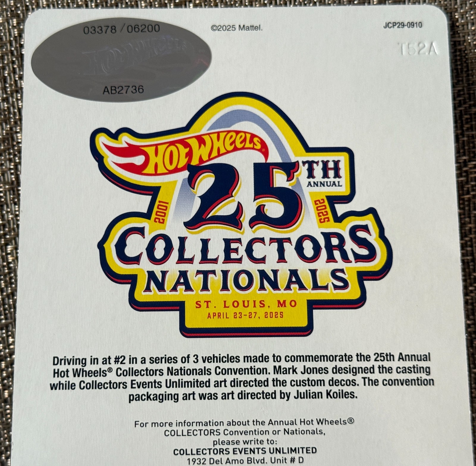 2025 Hot Wheels 25th Annual Collectors Nationals 1997 Nissan 240SX # 3378/6200