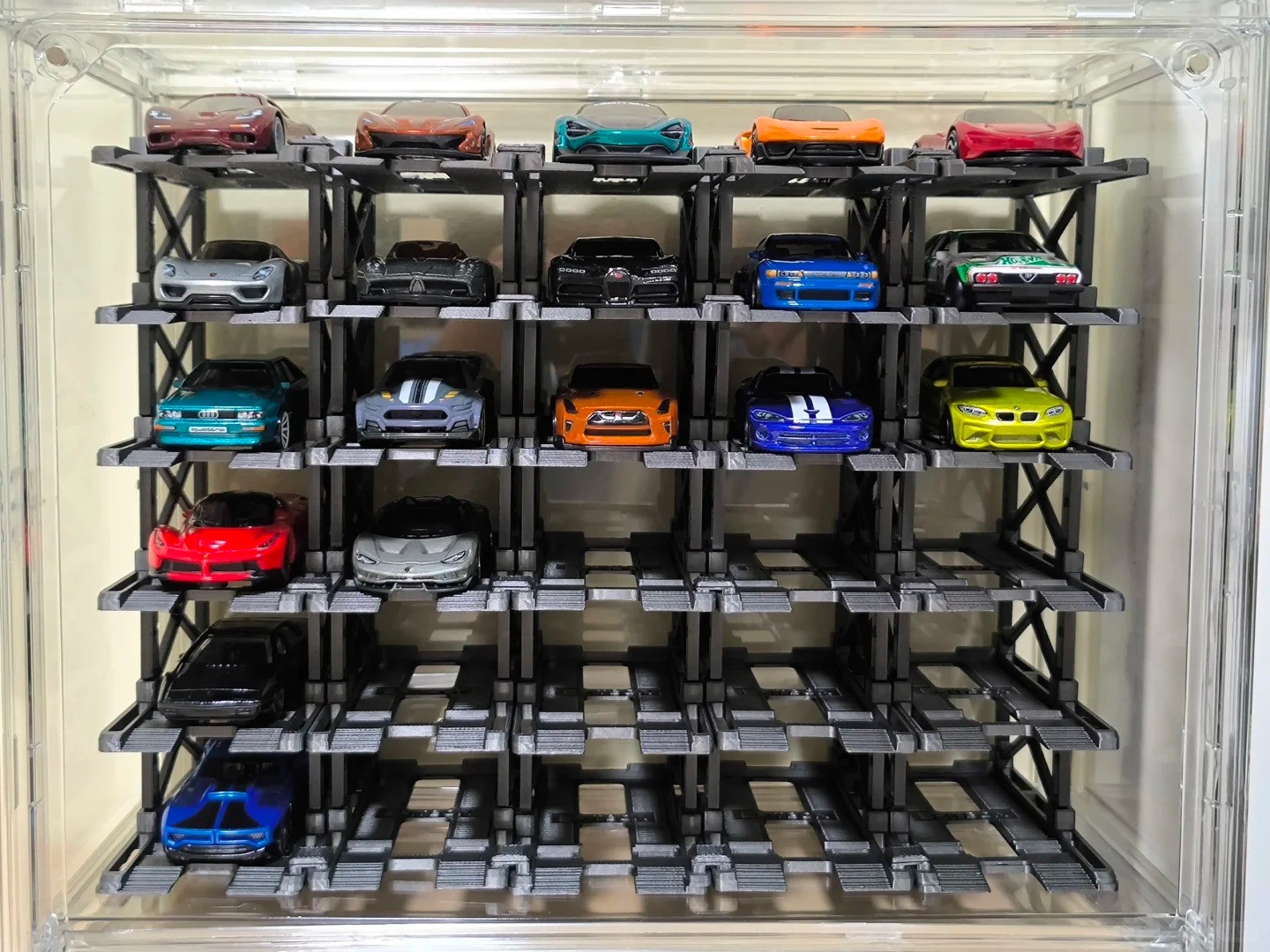 US Diorama 1/64 Parking Rack Model Set Garage Magnetic Acrylic Display Case Gift