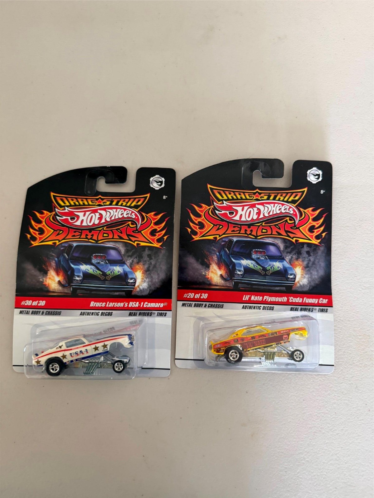 Hot Wheels Drag Strip Demons Bruce Larson’s Camaro/Lil Nate Plymouth Lot x2 K89